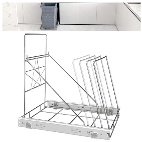 GerRit Extended Sliding Under-sink Bin Holder,Pull-Out Trash Can Holder,Trash Can Shelf Drawer,Adjustable Waste Bin Holder, Under Sink/Kitchen
