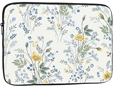 Blue Flower Floral Pattern Roses Printed Laptop Sleeve For 13 Inch Laptop, Shockproof Oxford Fabric Laptop Protective Case Laptop Bag