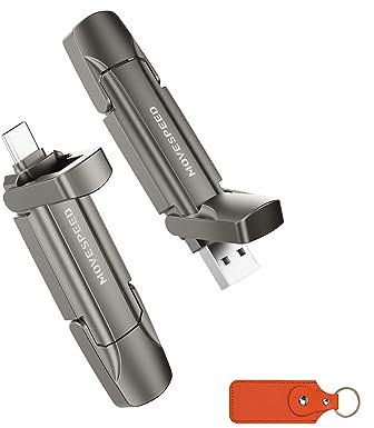 MOVE SPEED 512GB USB C Stick – Hochgeschwindigkeits-USB Stick mit 1.000 MB/s, USB 3.2 Gen2 und Typ-C Dual, Mit Schlüsselanhänger und Ledertasche