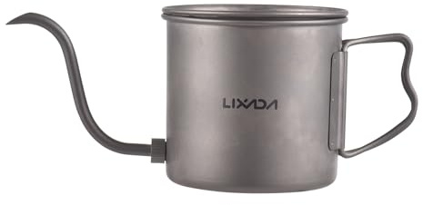 Lixada 400ml Übergießen Wasserkocher Schwanenhals Kaffee Wasserkocher Ti Klappgriff Wasserkocher mit Deckel