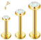 ESHIONER G23 Titan Tragus Piercing Schmuck Ohr Helix Labret Lippe Lippenpiercing Bar Stecker Knorpel Ohrringe Ohrpiercing Opal Hypoallergen Gold Internally Threaded Flat Back Studs 16g 6mm 8mm 10mm