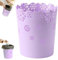 SMELEYOU Waste Paper Bin 6.3 Inch Plastic Hollow Waste Paper Basket Flower Lace Round Waste Bin for Bedroom Bathroom Kitchen and Office S Purple for Home