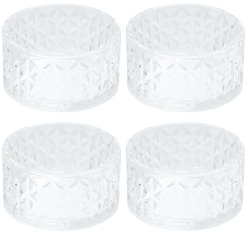 Greyoe Dessertgläser 4 Stück, Dessert Gläser, Dessertglas, Transparent Dessertbecher Runde Pudding Glasflasche Mini Saft Trinkbecher Hochtemperaturbeständig für Dessert Eisgetränke (Reismuster)