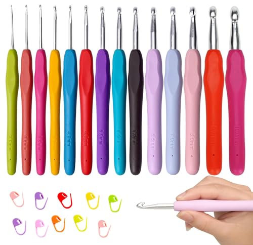 14 Piece Crochet Hooks Set, Crochet Hook for Beginners Adults, Ergonomic Crochet Hooks, Smooth Crochet Needles Set, Crochet Hooks Best for Women