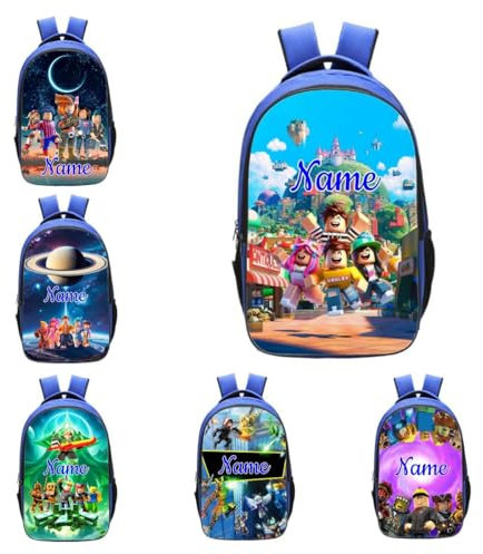 Game Team Personalised Name Boys School Book Bag Children Blue Laptop Backpack 16 Shoulder Rucksack Kid's Birthday Xmas Gift
