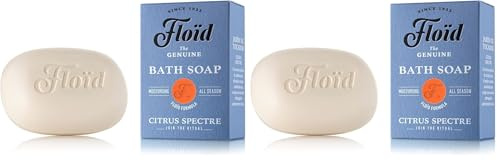 Floïd Citrus Spectre Bath Soap, 100% pflanzliche Bade- & Duschseife mit pflegendem Lecithin, Sheabutter & Sesamöl, schützt die Haut und macht sie weich und geschmeidig (Packung mit 2)