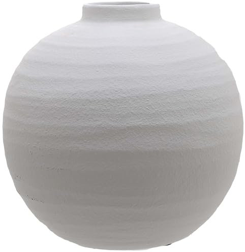 Huge 28cm Matt White Ceramic Vase Plant Pot - Stone Effect Scandi Style