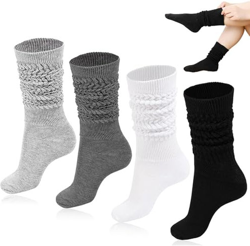 4 Paar Stulpen Socken,Stulpensocken Damen,Stiefelsocken Damen,Socken Dirndl Damen,Einheitsgröße,Weich und Atmungsaktiv,Geeignet für Herbst und Winter