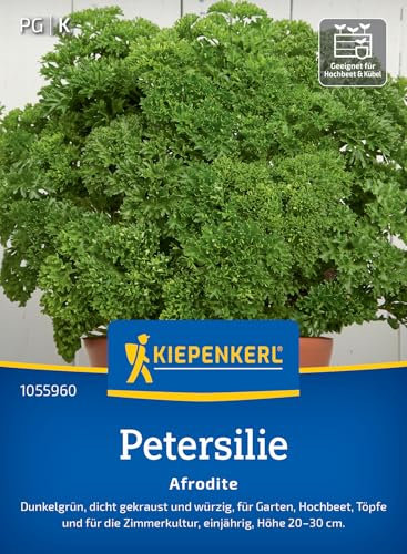 Kiepenkerl Petersiliensamen Afrodite 1055960 – dunkelgrün, dicht gekraust und würzig für Garten und Zimmerkultur - Pflanzen Samen, Saatgut, Kräutersamen