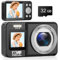 Digital Camera 4K Dual Screens Autofocus 64MP Compact Digital Cameras for Photography with 32GB Card 18X Digital Zoom Selfie Vlogging Camera for Kids Teens Beginners, Black