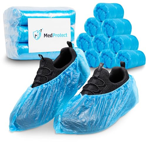 300 Pack Disposable Shoe Covers - Non-Slip Waterproof Overshoes - Universal Strong Shoe Protector Covers for Floor Protection - Heavy Duty Dust Proof Shoe & Boot Covers for Indoor Safety - Blue