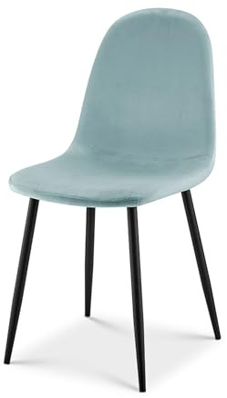 Bravich Ron Velvet Dining Chair, Blue Fabric Upholstered Kitchen Chair with Metal Legs, Low Back Modern Single Accent Chair for Dining Room, Bedroom, Dressing Table and Vanity