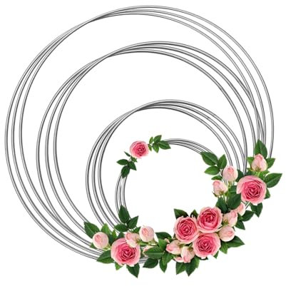 Xbessc 12 stück Metallringe zum Basteln Metallkranz Dekoring Metall zum Aufhängen Metallring Deko Ringe für DIY Floral Hoop Wandbehang Hochzeitskranz Weihnachtsdekoration 10/12/15/20cm