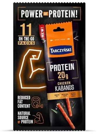 Tarczynski Protein Chicken Kabanos, 11-Pack – High-Protein, Low-Fat Chicken Sausages, Gluten-Free and Ready-to-Eat, Perfect for Healthy Snacking, Gym, and On-the-Go Nutrition