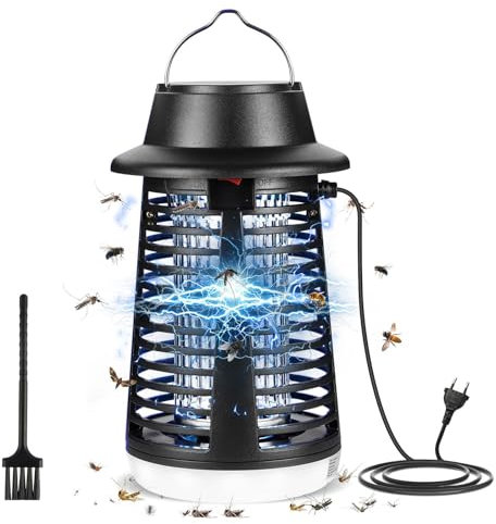 AOOWU Insektenvernichter Elektrisch, LED Mückenlampe, Insektenfalle Mückenfalle, Mückenabwehr insektenfänger Fliegenfänger 4200V mit 15W UV Lampe, IPX4, Insekten lampe für Mücken, Motte, Fliegen