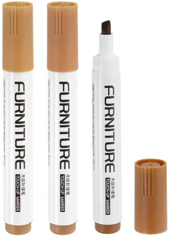 sourcing map Furniture Markers Touch Up, 3pcs Furniture Repair Kit Wood Filler Sticks Wood Markers for Scratches Wooden Floor Table Cabinet Laminate Frames, Bamboo/Mahogany/Oak