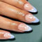 Cosmeria 24 pièces d'ongles à presser, French tips bleus, faux ongles forme amande de longueur moyenne avec design floral blanc, ongles collants brillants