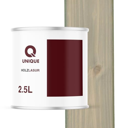 Q UNIQUE Holzlasur Seidenmatt 2,5L | Farbe: Hellgrau 7001 | Holzschutz für außen & innen | UV-beständig & wetterfest | Für Zäune, Möbel, Terrassen, Holzfassaden