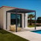 Pérgola bioclimática autoportante Cazeboo Piana 3x2m, Pérgola de Aluminio, Gris, An.297 x Prof.195 x Al.218cm, Lamas de Acero orientables