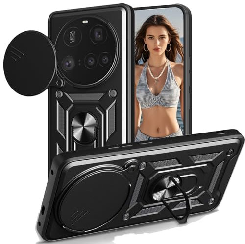 Fofvccv Funda para Xiaomi 15 Ultra Armour con lente de cámara deslizante, funda protectora militar resistente a prueba de golpes con soporte de 360 grados [soporte magnético para coche] para Xiaomi 15