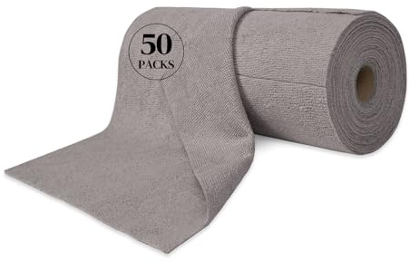 Kitchen Roll Reusable Paper: 50Pack Microfiber Washable Ultra Absorbent Softly Rags Drying Cleaning Cloth Household Dishcloths Kitchen Bathroom House Car Office Travel & Camping (04 Grey)
