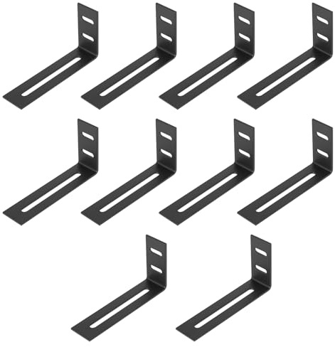 ANBEEISS 10 Pièces Supports d'Angle Réglables, 105x53x25,5 mm | Équerres d'Assemblage et de Fixation en Métal, L Ajustables, Connecteurs pour Meubles en Bois