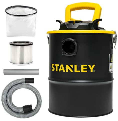 STANLEY Ash Vacuum Cleaner 4 Gallon with 4 HP Powerful Motor Suction, Stainless Steel Shop Vacuum Portable Ash Canister for Pellet Grill, Wood Stoves, BBQ Grills, Fireplaces & Fire Pits
