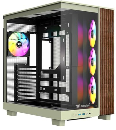 Thermaltake View 380 XL WS ARGB; Mid-Tower-Gehäuse, seitliche Holzverkleidung, 4 x 120 mm ARGB-Lüfter im Lieferumfang enthalten; 420 mm GPU-Freiraum; ATX/mATX/mITX; Unterstützung für versteckte