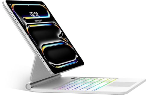 SENGBIRCH Magic Keyboard - Funda para iPad Pro 13 M5 2025, diseño magnético flotante, teclado Bluetooth retroiluminado para iPad Pro de 13 pulgadas M4 2024, color blanco