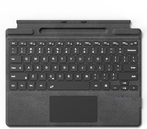 Tastiera Surface Pro per Microsoft Surface Pro 11/10/9/8/X 13, 7 colori Backlits Portable Type-Cover, Bluetooth Wireless Magnetica Ergonomica Ultra Sottile Tastiera Ergonomica, Trackpad, Ricarica