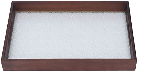 Omabeta Bandeja para Servir de Nogal de Cristal Vintage, Elegante Bandeja Rectangular para Desayuno y Cena, para el Hogar, Hotel y Restaurante