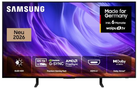 Samsung OLED S85H 4K 48 Zoll (121 cm), UHD Fernseher, OLED HDR, Premium Gaming Pack (NVIDIA G-SYNC & AMD FreeSync Premium) mit 120Hz, HDMI 2.1, Dolby Atmos, AI Companion für Fragen, Smart AI TV