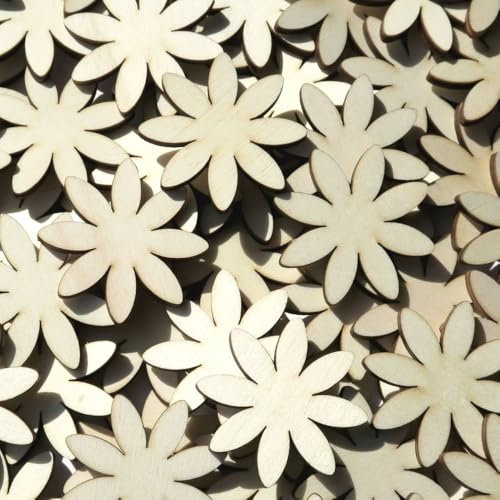 Holz Blumen Margeriten - 1-10cm Streudeko Basteln Deko Tischdeko, Größe:Blumen 10cm, Pack mit:10 Stück