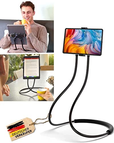 FLEXD-X Schwanenhals Tablet Halterung - Flexible Tablet Halterung Bett - Kindle Halterung Bett/Tablet Halter - iPad Halterung Ständer Tisch Auto Hüfte bis 18cm Gerätebreite