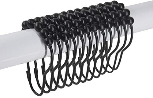 Ulable 24 Pack Shower Curtain Hooks Rings Roller Balls Shower Rings Stainless Steel Metal Rust Free. (Black)