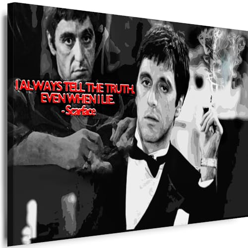 Myartstyle - Bilder Scarface 100 x 70 cm Leinwandbilder Xxl - 1 Teilige Wandbilder Film Popular Movies Kunstdrucke w-P-2020-35