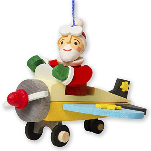 Graupner Holzminiaturen® | Baumbehang Wichtel im Flugzeug aus Holz | Original Erzgebirgische Holzkunst® | Hochwertige Handarbeit | besondere Geschenkidee | Weihnachtsdeko für Kinder | Sammlerstück