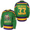 villa Mighty Ducks Trikot #96 Charlie Conway #99 Adam Banks #33 Greg Goldberg #66 Gordon Bombay Film Hockeytrikot Weiß Grün, 33 Grün, XL