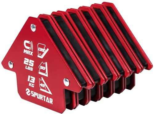 Spurtar 6 Stücke Schweissmagnet Set, 13KG Schweißmagnete und Klemmen, Starker Magnetwinkel Schweißwinkel, Pfeilmagnet, Metallarbeiten, Mig-Werkzeuge und Ausrüstung, 45, 90, 135 180 Grad