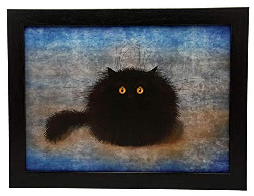 Fabulous Felines Oreo Katzen-gepolstertes Knietablett, Laptop-Tablett für Bett mit Kissen, Knietablett für Sofa, Knietablett zum Essen, handgefertigter Holzrahmen (43 x 32,5 cm)