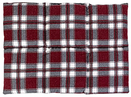Cuscino termico con farro bio 40x30cm 6 compartimenti - flanella rosso a quadri e borgogna - Cuscino riscaldante nel microonde o nel forno e cuscino nel refrigerante