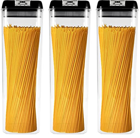 JOIKIT 3 Pack 1.9 L Pasta Airtight Food Storage Containers Jars With Lids, BPA Free Spaghetti Storage Box with Lid for Cookie Flour Cereal Coffee Beans Kitchen Pantry