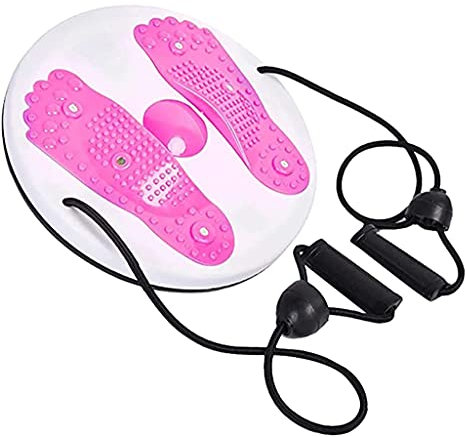 Twist Waist Disc Board, Multi-Functional Magnetic Balance Board, Pedal Resistance Bands with Massage Foot Sole, Home Gym Equipment for Exercise Core Strength (P)