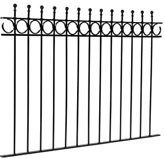 Metal Fencing, Wrought Iron Style Fencing, Garden Fencing Panel Whalley Design, galvanised & Powder Coated Black (Width 5ft/Height 38)
