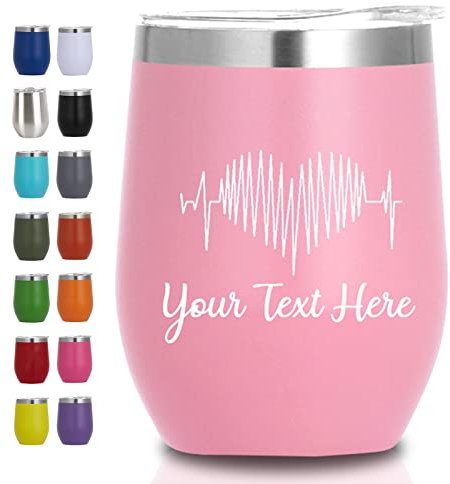 Qingxily Personalisierter Weinbecher Kundenspezifischer Weinbecher mit Deckel Kundenspezifische isolierte Weinbecher Graviert mit Namen 40 Symbol Personalisierte Geschenke für Frauen zum Muttertag