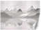 Feeby Papier Peint Intissé Oiseaux Lac Montagnes Abstrait 450x315 cm gris XXL Moderne Décoration Murale Tableaux Muraux Tapisserie Salon Chambre à coucher Eau Bateau Argent