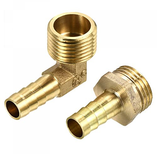 sourcing map Raccordo per tubo flessibile in ottone, adattatore 10 mm spinato x G1/2 e gomito a 90 gradi 10 mm spinato x 1/2 G tubo maschio 2 1 set