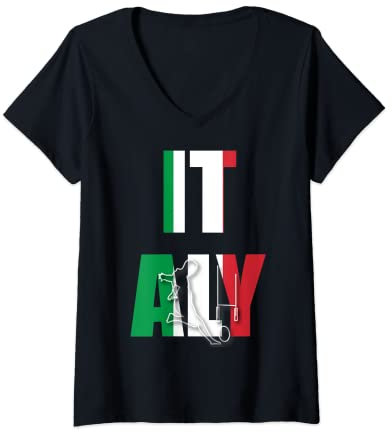 Damen Italien Rugby T-Shirt mit V-Ausschnitt