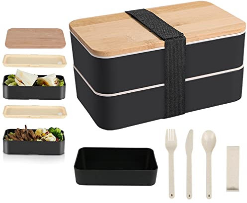 Boîte à bento japonaise à 23 étages avec couverts, cuillère, couteau et fourchette, passe au microondes, au congélateur, au lavevaisselle, conteneur de préparation des repas pour enfants et