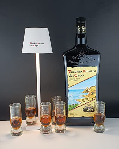 VECCHIO AMARO DEL CAPO MAGNUM 3LT + 6 BICCHIERI FREEZER DEL CAPO + LAMPADA AMARO DEL CAPO LED